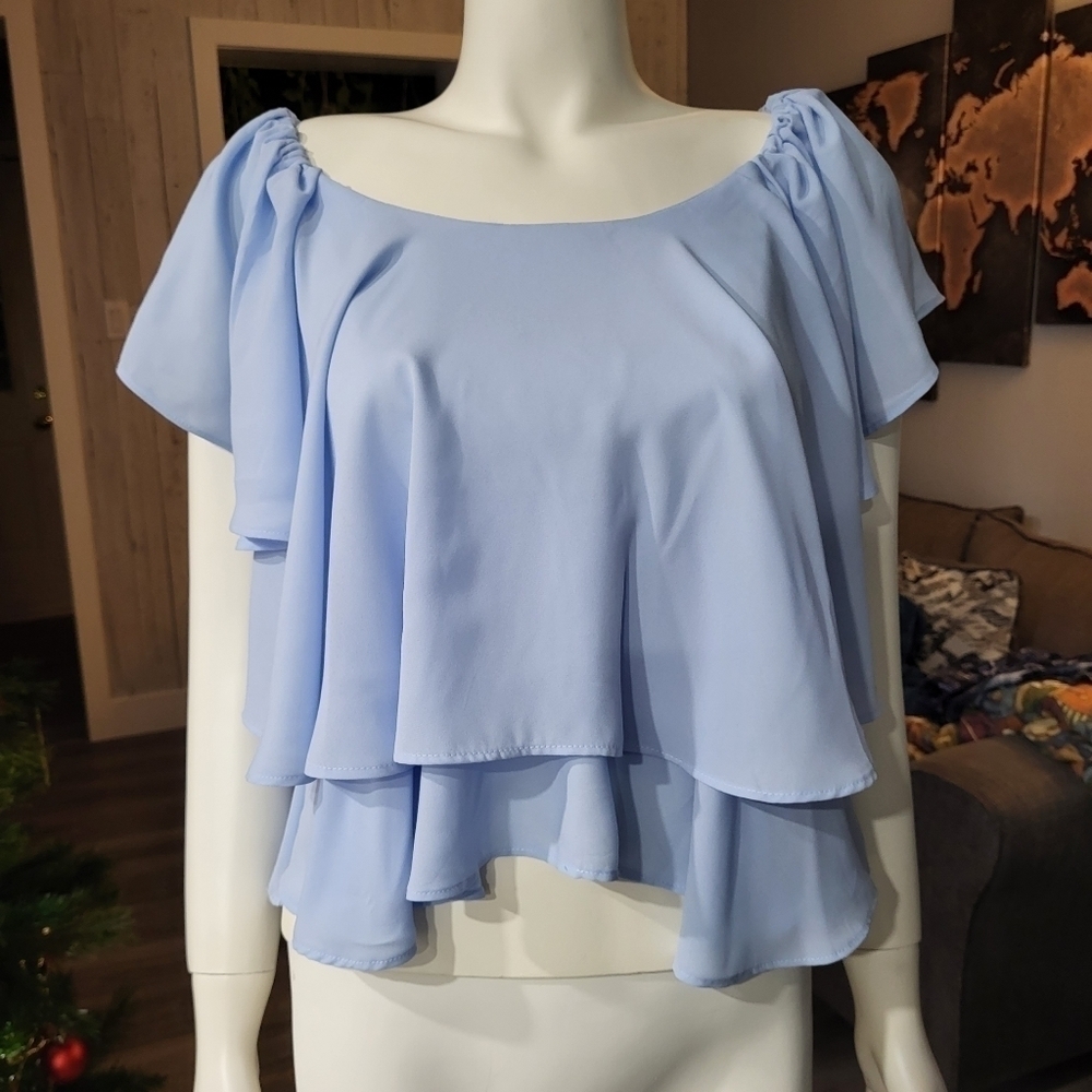 MIIA - Wide neck Ruffle layers Blouses